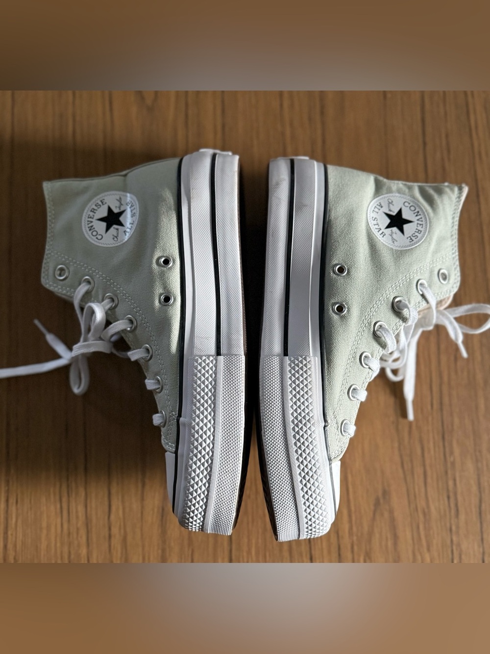 High-Top Canvas Lift/Platform Sneakers in Light Sage